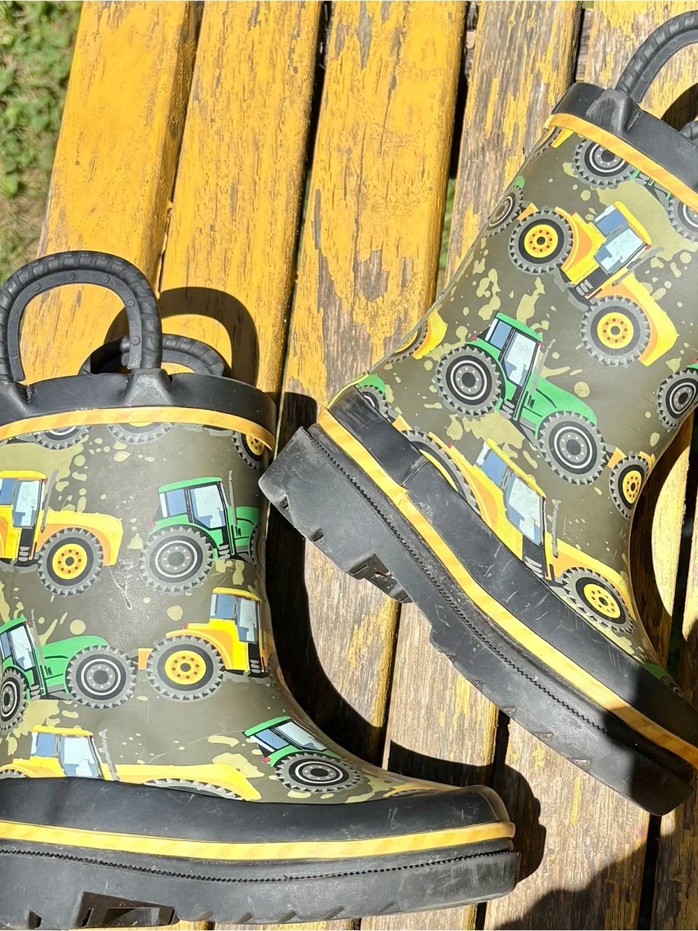Western Chief Kids' Green & Yellow Tractor Rain Boots